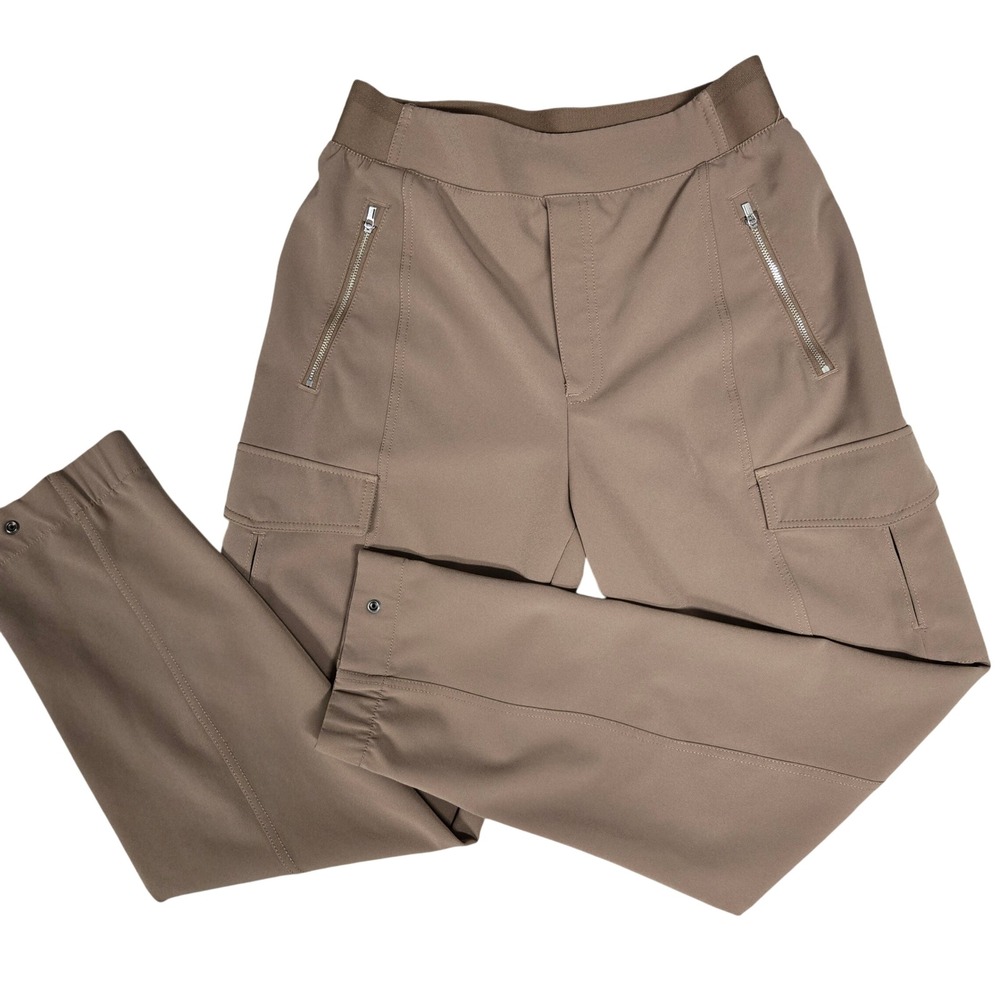 Athleta High Rise Cargo Hiking Pants Tapered Leg Snap Cuff Brown Women's Size 10